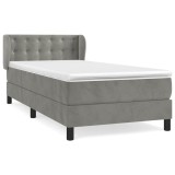 Cumpara ieftin Pat continental cu saltea, gri deschis, 80x200 cm, catifea