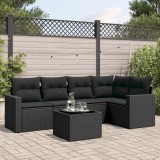 vidaXL Set mobilier de grădină cu perne, 6 piese, negru, poliratan 3218925