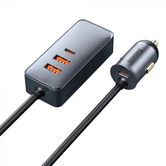 &Icirc;ncărcător auto 2x USB/2x USB-C 120W PPSPD gri CCBT-A0G Baseus