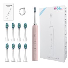 Periuta de Dinti Electrica SofiaCONCEPT&reg;, 8 Capete Incluse, IPX7, 1200Mah, 43000 Miscari/Min, Pink