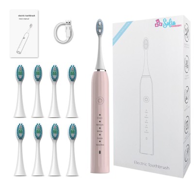 Periuta de Dinti Electrica SofiaCONCEPT&amp;reg;, 8 Capete Incluse, IPX7, 1200Mah, 43000 Miscari/Min, Pink foto