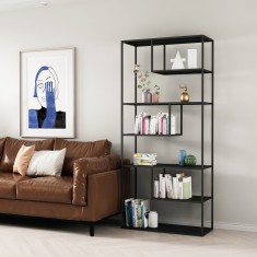 Raft de sine statator Vehmaa 188x85x35cm negru mat [en.casa] HausGarden Leisure foto