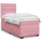 VidaXL Pat box spring cu saltea, roz, 100x200 cm, catifea 3293151