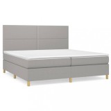 Cumpara ieftin Pat box spring cu saltea, gri deschis, 200x200 cm, textil
