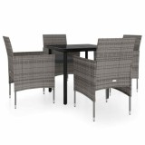 Cumpara ieftin Set de servit masa pentru gradina, 5 piese, gri si negru