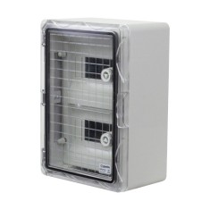 Cutie modulara IP65 din ABS gri, usa transparenta, 2 x 9 module, 250x350x150 mm PP3112