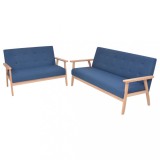 VidaXL Set cu canapele, 2 piese, material textil, albastru