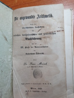 aritmetica aplicata din anul 1855 - in limba germana - viena foto