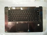 Carcasa superioara cu tastatura palmrest Laptop, Lenovo, Yoga 510-14AST Type 80S9, 5CB0M32898, AM1R4000120, 2FA1R4000100, fingerprint, iluminata, layo