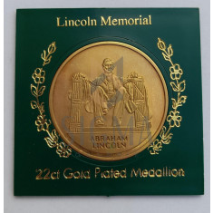 Lincoln Memorial - 22kt GOLD Plated Medallion in Clear Case