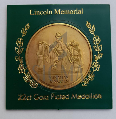Lincoln Memorial - 22kt GOLD Plated Medallion in Clear Case foto