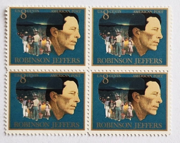 4 timbre Statele Unite bloc de 4 val. MNH 1973 ROBINSON JEFFERS 8 c. _Scott 1485