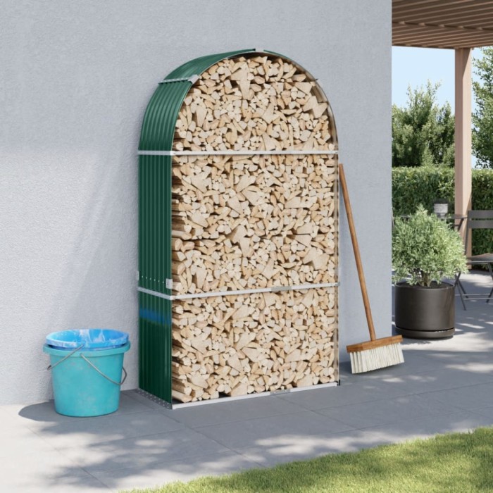 vidaXL Suport pentru bușteni, verde, 120x45x210 cm, oțel galvanizat
