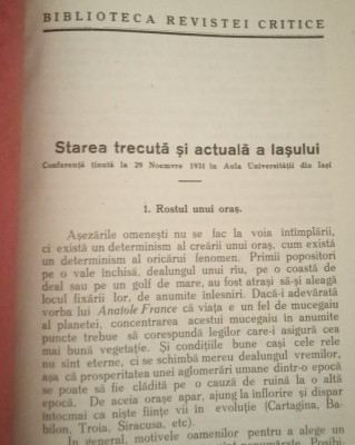 Starea trecuta și actuala a Iasiului (Dr. Grigore T. Popa, 1932) foto