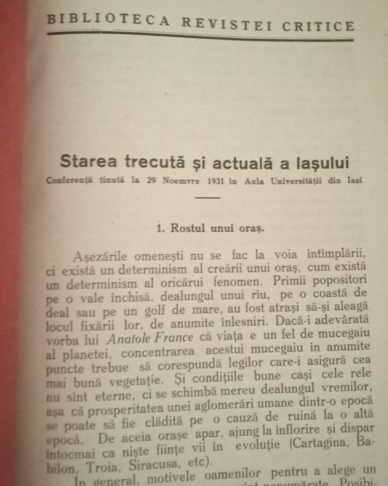 Starea trecuta și actuala a Iasiului (Dr. Grigore T. Popa, 1932)