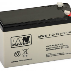 Acumulator plumb acid MW POWER, MWS 7.2-12, 12V 7.2Ah, terminal F1
