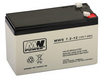 Acumulator plumb acid MW POWER, MWS 7.2-12, 12V 7.2Ah, terminal F1 foto