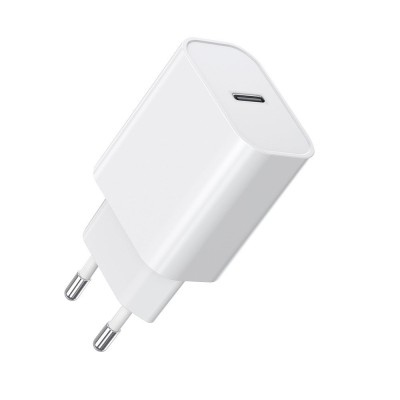 Incarcator Retea Fast Charge, Flippy, Incarcator Standard European Power Delivery 20 W, Compatibil cu iPhone 8-14, Alb foto