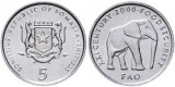 Somalia 2000 - 5 shillings, FAO, elefant, UNC