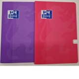 Caiet Oxford A4 60 file, hartie Optik Paper 90g/mp , PEFC, coperta laminata PP soft touch, dictando, colturi rotunjite, motiv Teenager, roz/mov
