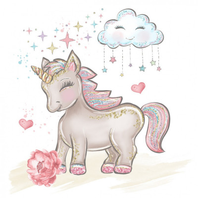 Sticker decorativ Unicorn, Roz, 70 cm, 1237ST foto