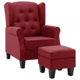 Fotoliu cu taburet pentru picioare, rosu vin, material textil