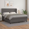 VidaXL Pat box spring cu saltea, gri, 160x200 cm, piele ecologică 3128923
