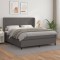 vidaXL Pat box spring cu saltea, gri, 160x200 cm, piele ecologică 3128923