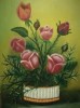 Tablou Trandafiri în vas ulei / carton, 31x23 cm, buchet de flori, Realism