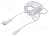 Cablu IEC C7 mamă 2x0,75mm2 3m alb 7A 125V LIAN DUNG