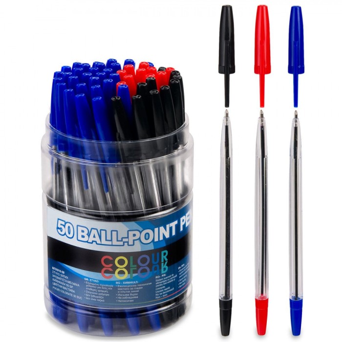 Set Pixuri Ballpoint, Multicolor, 50 Bucăți
