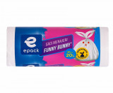 Saci Menajeri HDPE Alb Epack Funny Bunny , 20L, 30 Buc