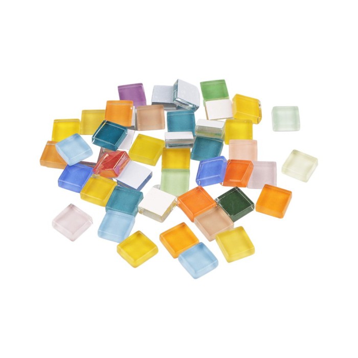 Set 35 pietre decorative de mozaic din sticla Crisalida, 10 x 10 mm, Multicolor
