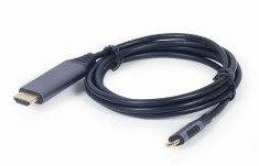 CABLU video GEMBIRD, adaptor USB 3.0 Type-C (T) la HDMI (T), 1.8m, rezolutie maxima 4K UHD (3840 x 2160) la 60 Hz, negru, &amp;quot;CC-USB3C-HDMI-01-6&amp;quot; (timbru foto