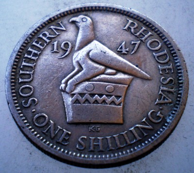 1.067 SOUTHERN RHODESIA DE SUD COLONIE BRITANICA GEORGE VI 1 ONE SHILLING 1947 foto