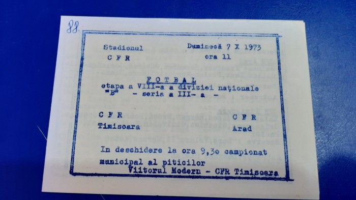 program CFR Timisoara - CFR Arad
