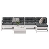 vidaXL Set mobilier de grădină cu perne, 6 piese, alb, lemn masiv pin 3250981