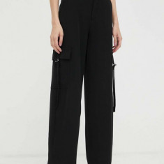 Drykorn pantaloni femei, culoarea negru, drept, high waist