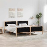 Cumpara ieftin Cadru de pat cu headboard Negru 200 x 200 cm Lemn de pin masiv