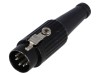 Conector DELTRON DIN 5 pini 180 grade drept, tata, pe cablu, 2A, 34V, argintat, aliaj zinc