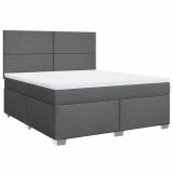 Cumpara ieftin Pat box spring cu saltea, gri inchis, 180x200 cm, textil