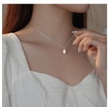 Cumpara ieftin LantiE or din Argint 925 Rodiat cu Pandantiv Perla Picatura , Graceful Tear