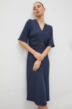 Samsoe Samsoe rochie culoarea bleumarin, midi, evazată