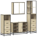 Cumpara ieftin Set de mobilier de baie din 4 piese din lemn de stejar Sonoma