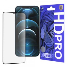 Folie de protectie Ecran Lito HD Pro Clear pentru Apple iPhone 12 Pro Max, Sticla Securizata, Full Glue, Neagra