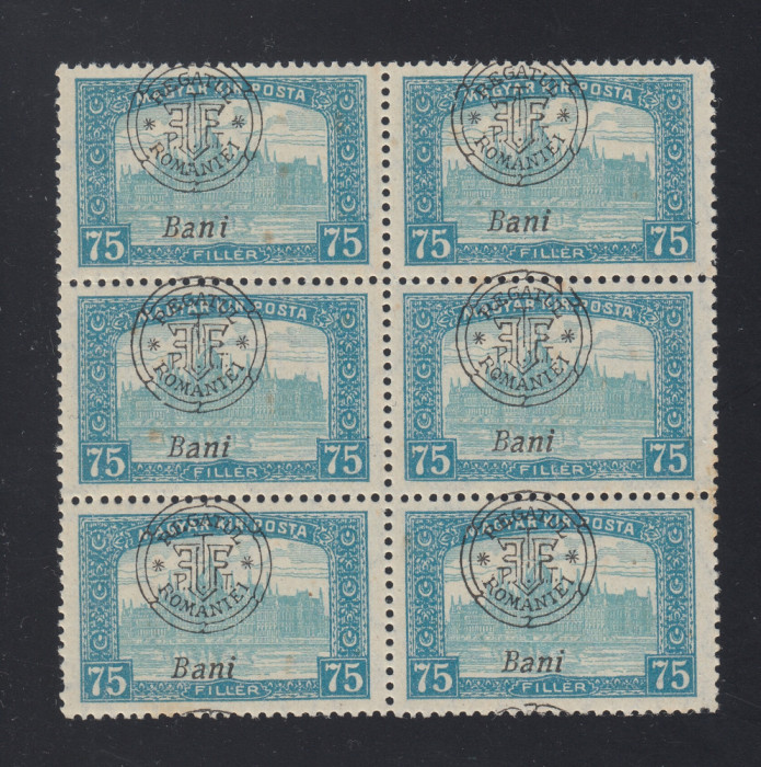 ROMANIA 1919 EMISIUNEA ORADEA PARLAMENT 75 BANI EROARE CERC SPART i DEPLASAT MNH