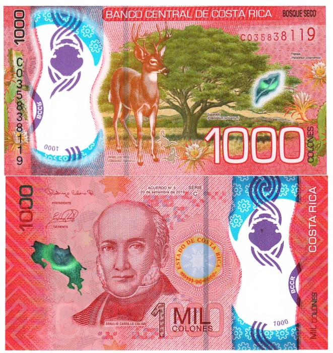 Costa Rica 1 000 1000 Colones 2022 P-280 Polimer UNC