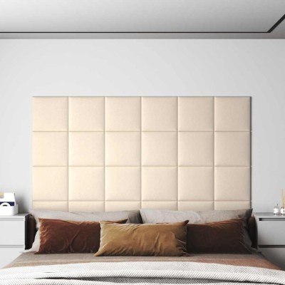 vidaXL Panouri de perete 12 buc. crem 30x30 cm catifea 1,08 m&amp;sup2; foto