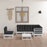 vidaXL Set mobilier de grădină cu perne, 6 piese, lemn masiv de pin 3076630