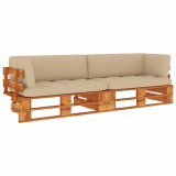Canapea din paleti 2 locuri cu perne maro miere lemn pin tratat GartenMobel Dekor, vidaXL